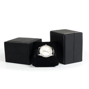 PU Leather <b>Watch</b> Box Single <b>Watch</b> Storage <b>Case</b> Rectangle Black Jewelry Packaging Display Gift Box - Product Image 3