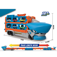Ensemble de voitures de piste requin transformables et pliables à double lanceur personnalisé, éducatif, électrique, en plastique et métal, STEM, interactif parent-enfant