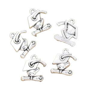 Charms graduation cap et diplôme 17x16mm tibétain argent couleur pendentifs Antique fabrication de bijoux bricolage artisanat fait main - Product Image 1