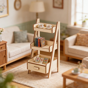 Support à fleurs en bois miniature <span class=keywords><strong>pour</strong></span> maison de poupée 1:12, <span class=keywords><strong>Meuble</strong></span> miniature <span class=keywords><strong>pour</strong></span> maison de poupée, Modèle d'étagère en bois <span class=keywords><strong>pour</strong></span> scène Ob11, Étagère DIY - Product Image 4