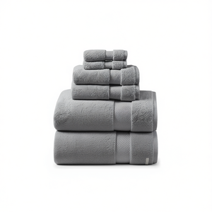 Set di 6 Asciugamani da Bagno in Cotone, Asciugatura Rapida, Tinta Unita, per Uso Domestico, Misura Adulto - Product Image 1