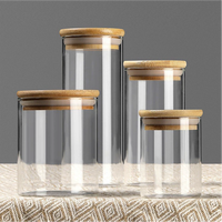 High Borosilicate Glass Storage Jar Bamboo Lid Eco-Friendly Airtight Multipurpose for Spices Dry Food Giveaways Handcrafted