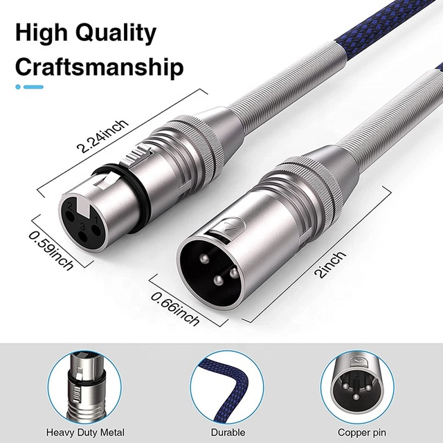 Xput Professional 3Pin XLR Audio Cable Male to Female Long Cavo for Microphone Speaker Balanced Audio Signal Transmission Cord