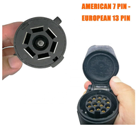 Adaptateur de remorque 7 à 13 broches, convertisseur de connecteur de remorque USA 7 broches vers prise EUR 13 broches, séparation du signal d'arrêt/feu stop