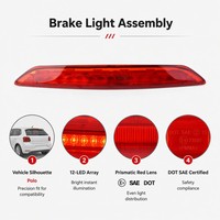 Feu Stop Central Arrière OEM 6Q6945097, Troisième Feu Stop LED W5W à Lentille Rouge pour VW Polo 9N Hatchback Spoiler de Toit
