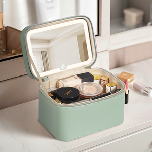 OBOX Ins Style Cosmetics case Makeup <strong>Bag</strong> With Foldable Mirror Thin Profile for Easy Storage in Laptop <strong>Bags</strong> - Product Image 1