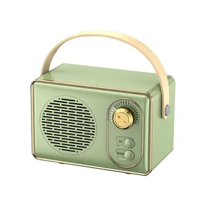 Özel logo Mini retro vintage radyo bluetooth hoparlör FM radyo ile