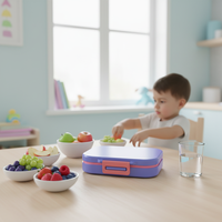 Boîte à bento portable sans BPA avec logo personnalisé pour l'école, grande capacité, anti-fuite, multi-compartiments, boîte à lunch pour enfants