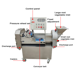 Machines commerciales multifonctionnelles de coupe de feuilles et de fruits de légumes de Cuber de coupe de racine de Double tête pour le moteur de Com - Product Image 6