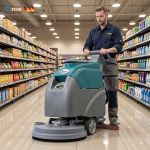 GS460 Industrial Factory Workshop Hand-Pushed <b>Floor</b> Scrubber Machine Plastic Commercial Garage <b>Floor</b> Cleaning - Product Image 2