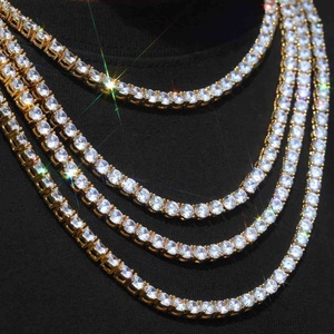 Chaîne Tennis Hip Hop Personnalisée Certifiée Haute Qualité en Zircon, Plaqué Or 18K sur Laiton, Bijoux de Mode CZ 3MM pour Femmes, Hommes, Cadeau, Fête - Product Image 4