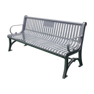 Mobilier d'extérieur, banc 3 places en métal antirouille pour parc extérieur avec cadre en acier moulé enduit de poudre pour jardin et patio - Product Image 2