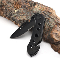 Outdoor-Camping Taktisches Klappmesser aus Edelstahl mit Schwarzer Beschichtung und Lasergraviertem Logo, Taschenmesser für Überlebenssituationen, Industriequalität OEM