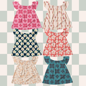 Abiti per Bambine a Tema Hawaiano all'Ingrosso, Lunghezza al Ginocchio, Spalle Scoperte con Fascia Elastica, Graziosi Vestiti per Bambine - Product Image 1