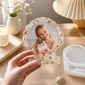 قالب سيليكون على شكل قلب لإطار الصور، قالب صب الراتنج DIY لعرض الصور بشكل بيضاوي متموج - Product Image 2