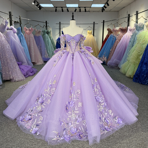 Robe de Quinceañera violette Dy6910, robe de bal à épaules dénudées, robe de Sweet 16 Jancember - Product Image 3