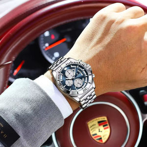 Montre-bracelet sportive pour homme POEDAGAR, étanche, chronographe lumineux, quartz, montres pour homme décontractées, acier inoxydable - Product Image 3