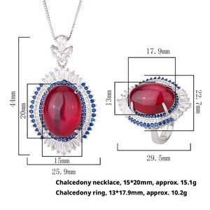 Wholesale Fashion Jewelry Eco-friendly Copper 15*20-13*18mm Red Cubic Zirconia Necklace and <b>Earrings</b> Ethnic Jewelry <b>Sets</b> - Product Image 3