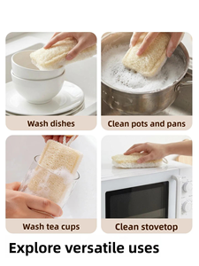 Estropajo Mágico de Doble Cara, Cepillo para Lavar Platos de Cocina, Esponja de Limpieza de Ollas, Paño de Pulpa de Madera, Esponja Natural de Luffa - Product Image 3
