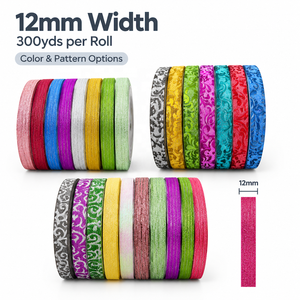 Cinta Brillante de 12 mm, 300 Yardas por Rollo, Cinta Metálica Multicolor para Decoración de Bodas, Envoltura de Regalos y Fiestas en Tailandia - Product Image 2