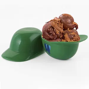 Custom BPA Free 8oz PP Plastic Container Reusable Mini Baseball Helmet Snack Cap Ice Cream Bowl