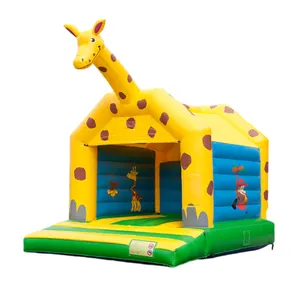 Casa inflável para crianças, 4x4m, girafa, bouncer, divertido e entretém