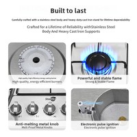 Cuisinière à gaz multifonctionnelle en acier inoxydable, portable et encastrable, à brûleurs multiples, au gaz liquéfié – En stock – Offre spéciale
