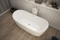Baignoire autoportante en acrylique blanc pour salle de bain d'hôtel, design moderne simple, baignoire autoportante personnalisée à surface solide