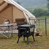 Poêle à bois en acier au carbone Luling DH4022D - Barbecue portable pliable pour 3 à 5 personnes pour le camping en plein air