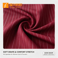 Tissu de costume rayé de haute qualité, tissé, 81% polyester, 15% rayonne, 4% élasthanne, 210 g/m², extensible, pour costumes et pantalons
