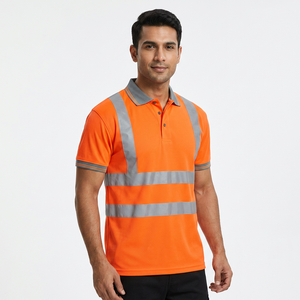 100% Polyester <b>Orange</b> Reflective Safety Printed Custom Tee shirt hi vis <b>polo</b> shirt - Product Image 1