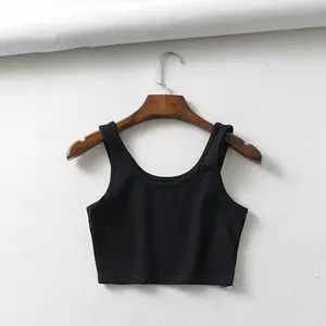 Stickerei Baumwolle Crop Tops Damen Tank Tops Ärmellose kurze Unterhemd Damen Crop Frauen T-Shirt Weste benutzer definierte Logo-Druck