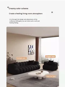 EU Marshmallow Black Cloud Texture Inspired <b>Cream</b>-Style Sectional Set <b>for</b> Small Apartment Hotel Villa Featuring Fabric Sponge - Product Image 4