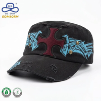 Casquettes de baseball plates tendance 2026 à faible MOQ, design délavé et vieilli, entièrement personnalisables avec points métalliques pour marques OEM ODM