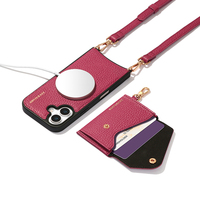 Portefeuille à bandoulière en cuir véritable de luxe, best-seller, avec porte-cartes magnétique détachable et sangle pour iPhone