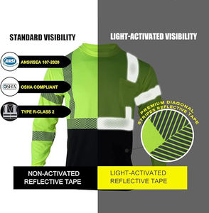 Yoliteワークウェアドライフィット3Mテープビューティーズ視認性女性FrブラックボトムHi Vis Viz Tシャツロングキッズ - Product Image 3