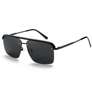 Nouvelles lunettes de soleil polarisées, monture en métal, noires, unisexes, protection UV400, grandes lentilles carrées, matériau TAC, design européen et américain - Product Image 1