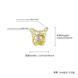 กริลล์ซรูปผีเสื้อแบบฟันเดี่ยว ประดับเพชรซิคอนสีทองและสีเงิน ดีไซน์แบบกรงเล็บ สำหรับทุกเพศ สวมใส่ได้ทุกวัน สไตล์ฮิปฮอป พร้อมกำไลข้อมือ - Product Image 4