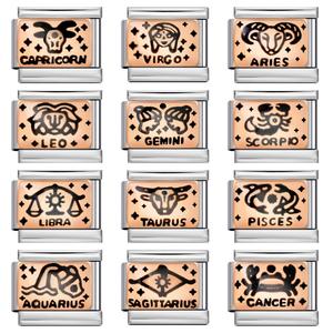 Colgante Rectangular de Acero Inoxidable con Baño de Oro y Esmalte, Amuleto del Zodíaco <span class=keywords><strong>Capricornio</strong></span>, Componentes de Joyería DIY para Pulseras de Astrología al por Mayor - Product Image 1