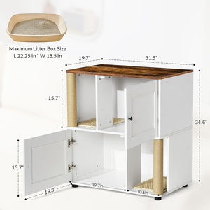 Mueble de Madera de Doble Capa con Poste Rascador para Gatos, Mueble Multifuncional para Sala de Estar Interior - Product Image 2