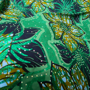 Tessuto Ankara in Cotone 100% Morbido con Glitter Grand Super, Stampa Flash Wax Dorata, Qualità Batik Pagne Africano - Product Image 1