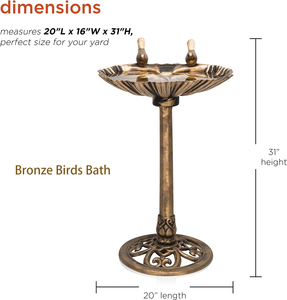 Leve ao ar livre Duplo Pássaros Jardim Plástico Resina Pássaro Banho Verde/Bronze <span class=keywords><strong>Antique</strong></span> Estilo Pé Pássaro Banho - Product Image 2