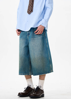 Shorts en jean tissé trois-quarts pour homme, coupe droite, style streetwear décontracté, boutonnés, en denim mi-épais, 100 % coton, collection Printemps-Été 2026