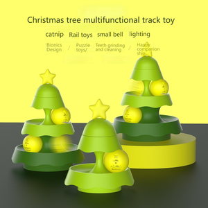 Nuovo eco-friendly tre-strato Mini albero di natale pista giocattolo giradischi luminoso con erba gatta Pet forniture per gatti - Product Image 5