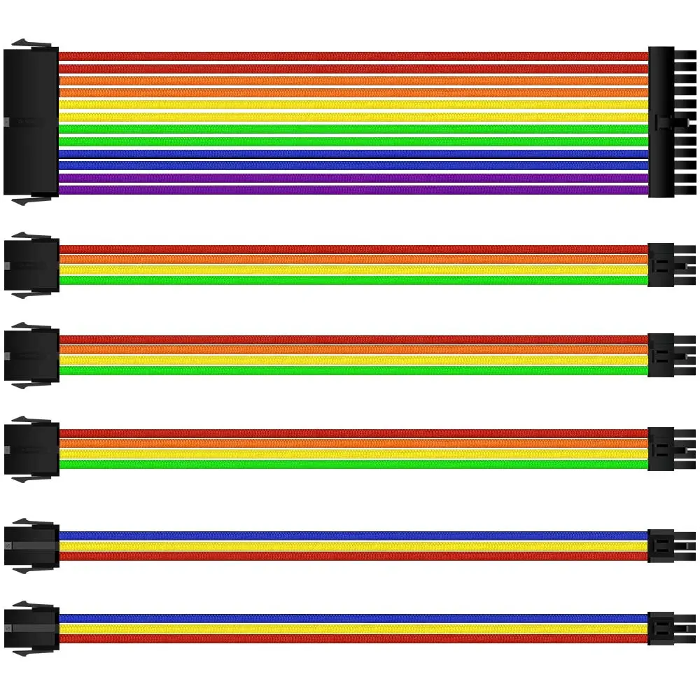 High Quality Insulation Sleeving Wiring Harness PET Braided Cable Sleeve Extension Power Supply Cable Kit 18AWG ATX 1 * 24pin Set