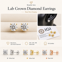 Золотые серьги 10k 14k 18k с выращенными в лаборатории бриллиантами 0.5ct 1ct 2ct, круглой огранки, CVD HPHT, VVS2 VS1, цвет D, сертифицированы IGI