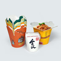 Boîte à nouilles jetable de qualité alimentaire avec couvercle auto-fermant, emballage en papier personnalisé pour plats à emporter, pâtes, soupes, riz et repas
