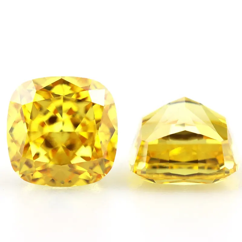 Factory wholesale Cushion Cut Golden yellow cubic zirconia 4*4mm to 10*10mm can make jewelry