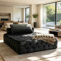 Canapé-lit de luxe en velours capitonné à boutons, sans accoudoirs, chaise longue capitonnée, canapé de sol pour salon et chambre à coucher