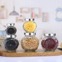 Stoples Penyimpanan Stoples Teh Stoples Biji-bijian Botol Permen Botol Bumbu Stoples Penyedap Tutup Kedap Udara Kaca Super Flint Botol Drum Datar
